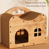 2 in 1 Cat Bed Cat Scratcher Cat House Kitten Sleeping Bed Pet Furniture Cat - Close-Up Angle