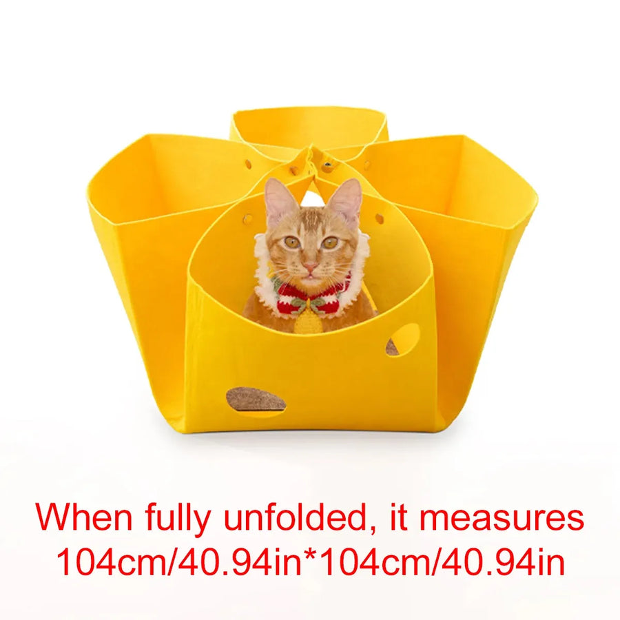 Felt Cat Nest Foldable Deformable Cat Tunnel Semi Enclosed Cat House Pet Bed