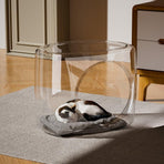 Transparent Capsule Cat Litter Box Semi Enclosed Cat House for Indoor Use