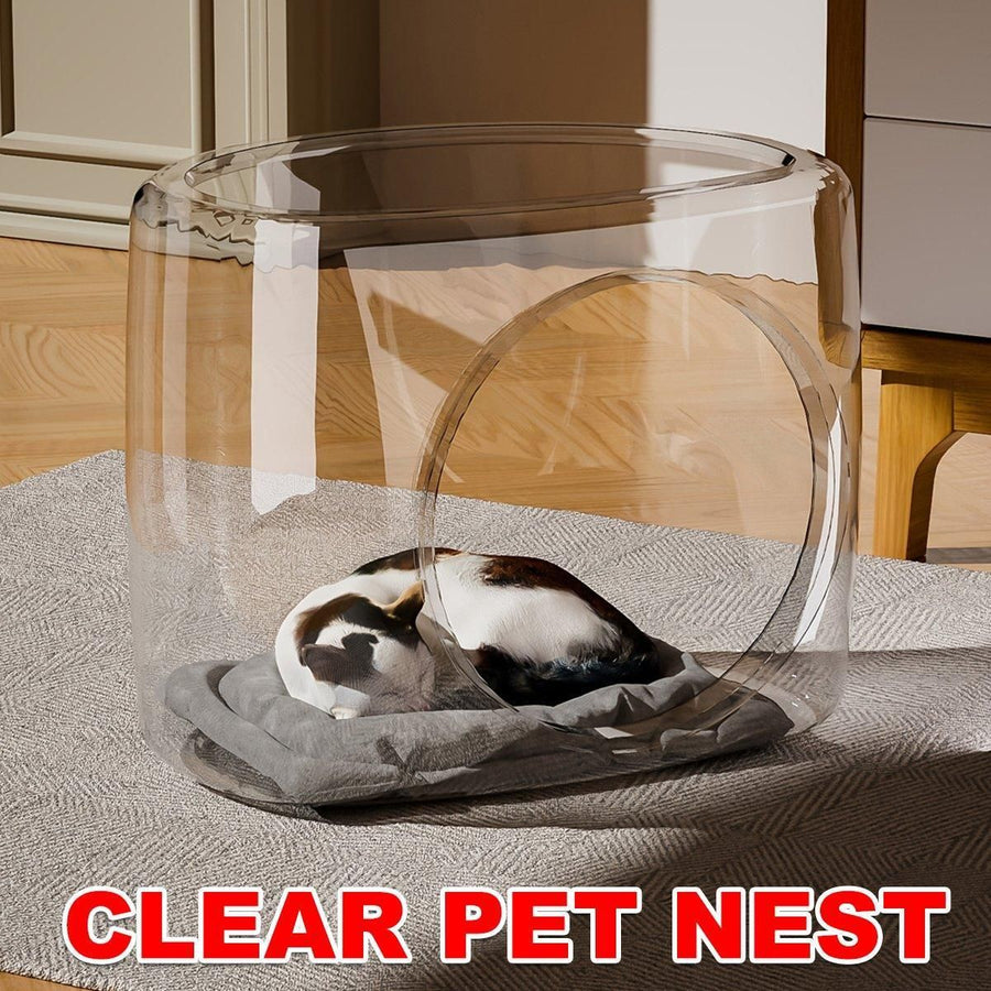 Transparent Capsule Cat Litter Box Semi Enclosed Cat House for Indoor Use