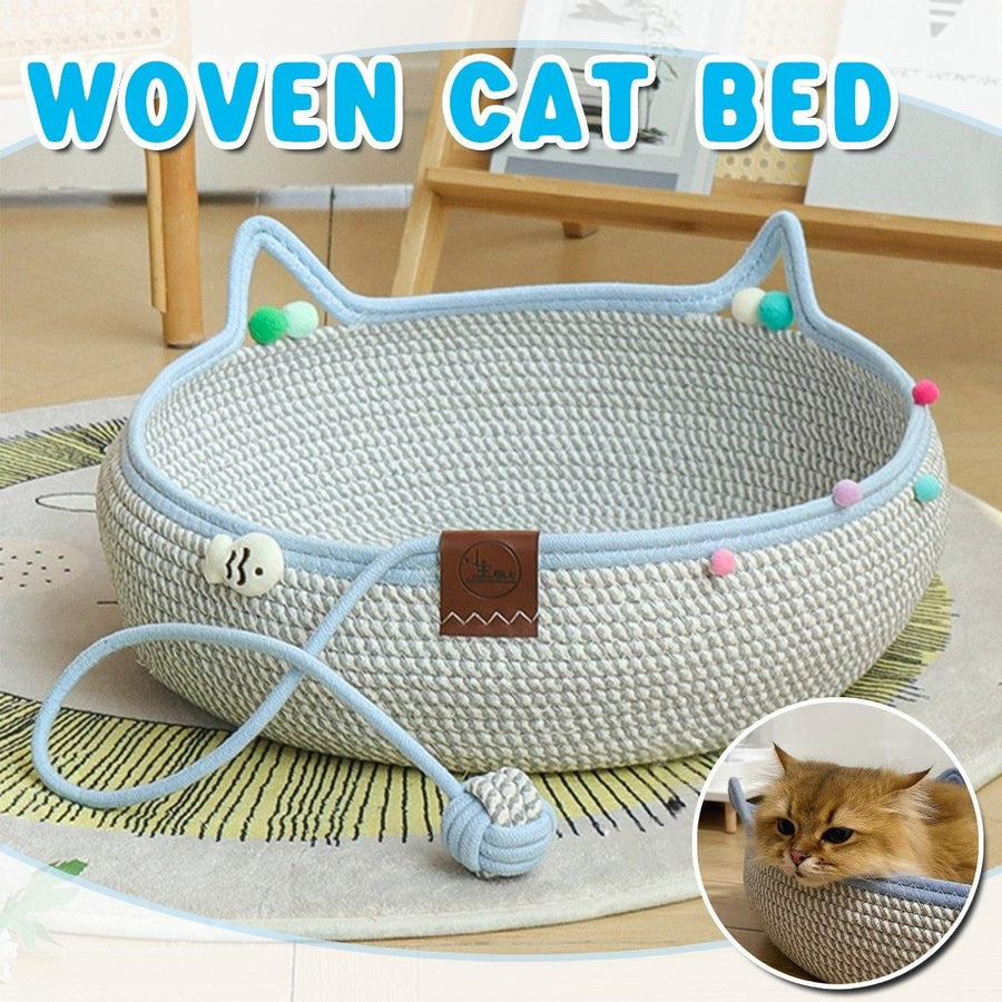 Rattan Cat Bed Weaving Cat Sleeping Basket for Cats and Pets Comfortable Resting