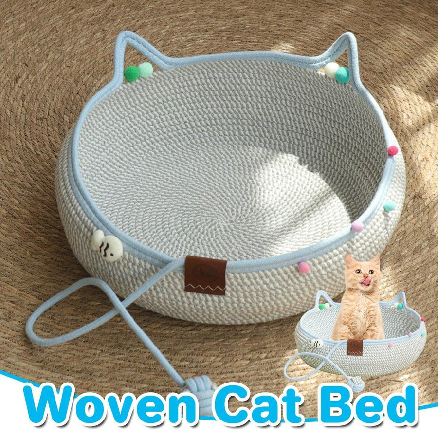 Rattan Cat Bed Weaving Cat Sleeping Basket for Cats and Pets Comfortable Resting