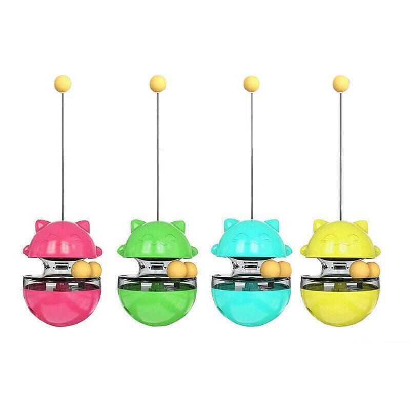 Cat Treat Dispenser Toy Ball Kitten Selfplay Interactive Tumbler Multifunction - Blue
