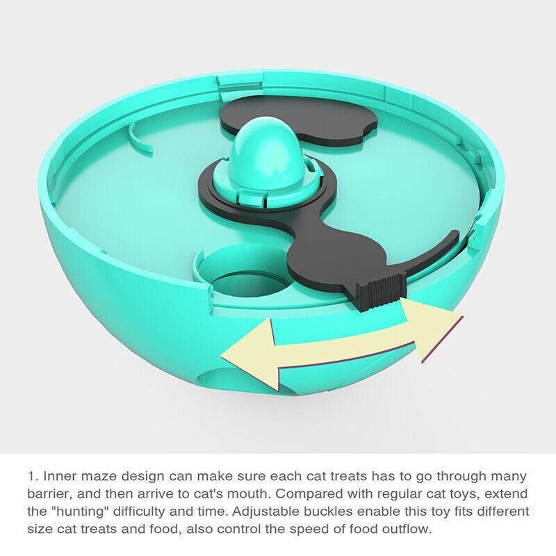 Cat Treat Dispenser Toy Ball Kitten Selfplay Interactive Tumbler Multifunction - Green