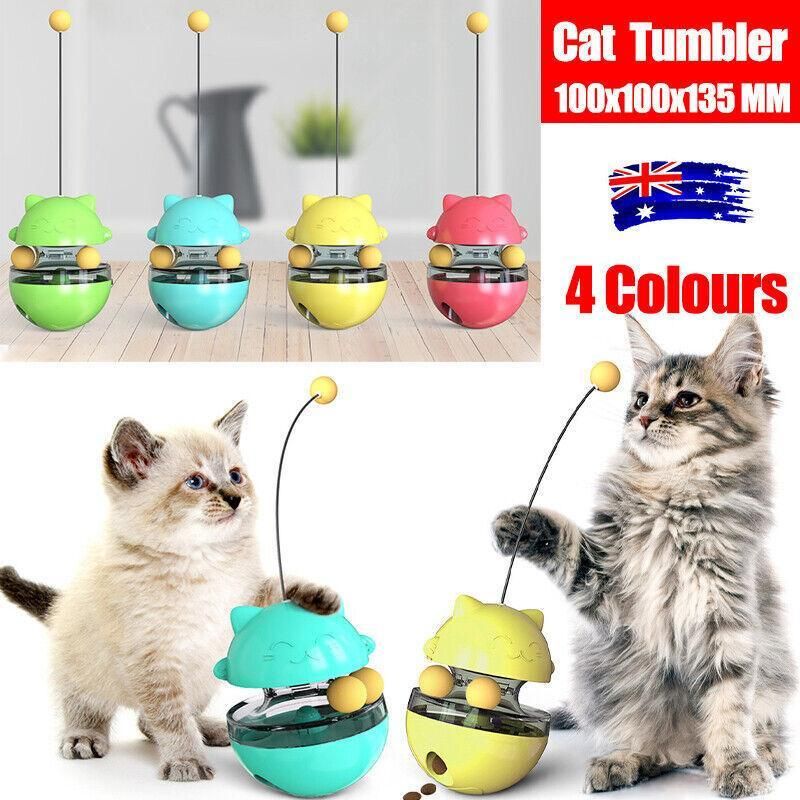 Cat Treat Dispenser Toy Ball Kitten Selfplay Interactive Tumbler Multifunction - Yellow