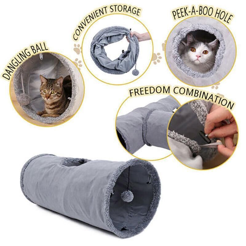 Cat Tunnel Pet Toys Play Hide Tube With Ball For Large Cat Dogs Rabbit - M-130x30CM