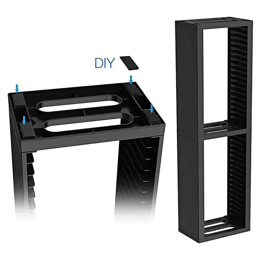 CD Case Storage Rack For 18 Cases With Double-Layer Design In Black