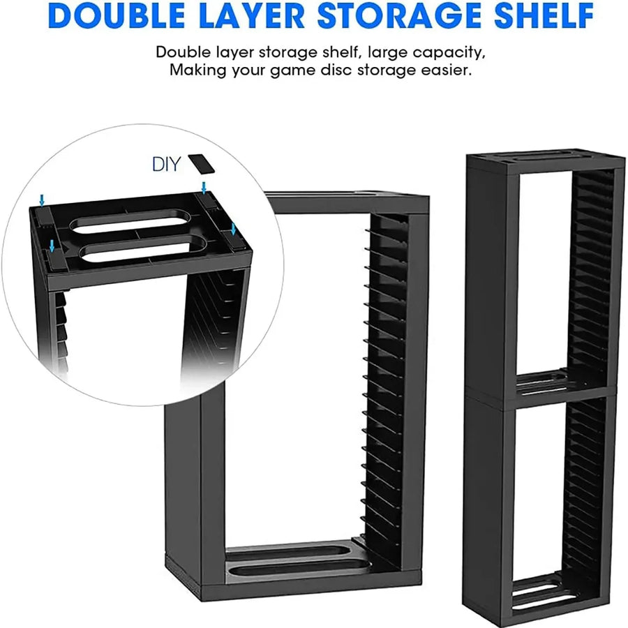 CD Case Storage Rack For 18 Cases With Double-Layer Design In Black
