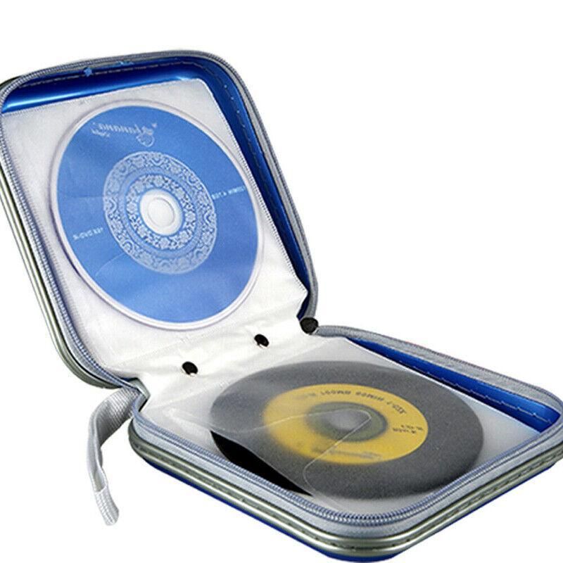 40-Disc CD DVD Wallet Case Portable Car Storage Holder Sleeve Carry Pouch - Blue