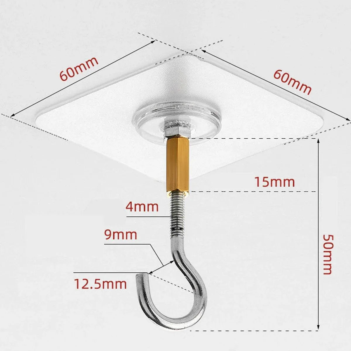 12 PCS Heavy Duty Self Adhesive Hooks Stainless Steel Ceiling Hooks for Home - Closed