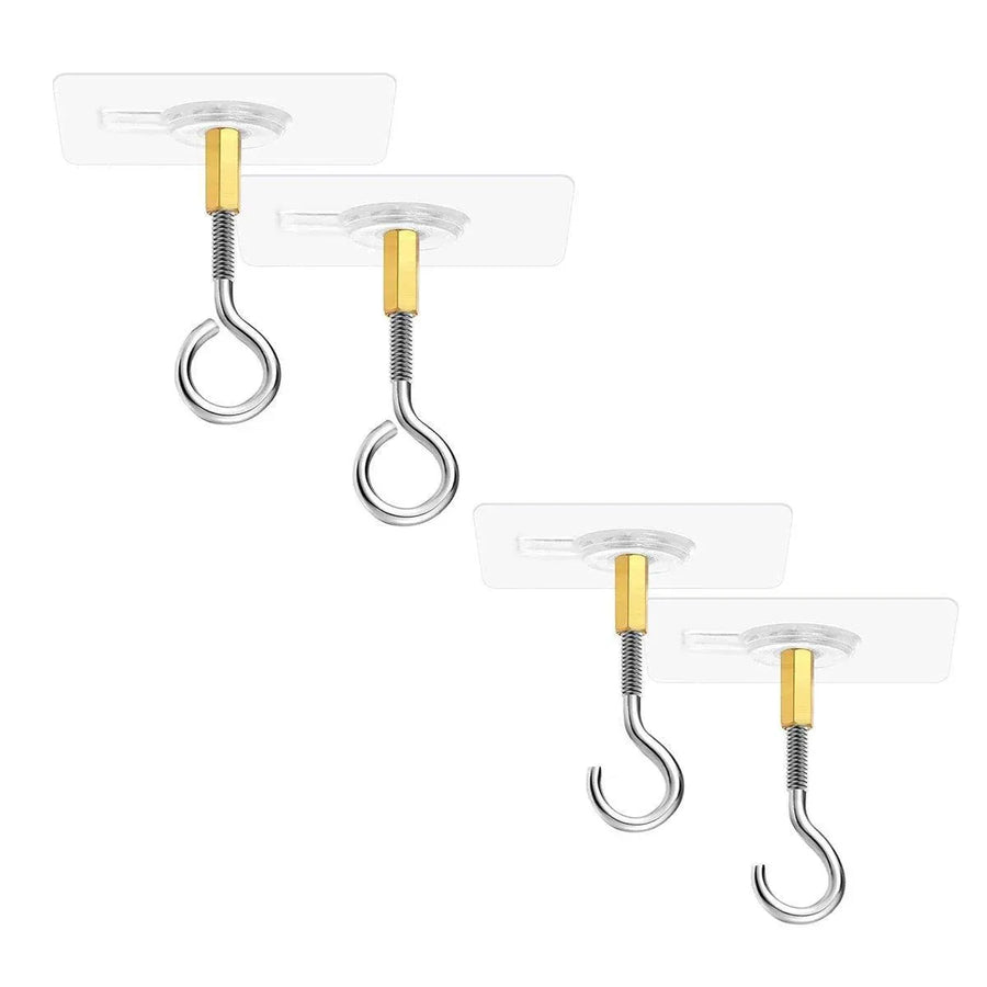 12 PCS Heavy Duty Self Adhesive Hooks Stainless Steel Ceiling Hooks for Home - Open