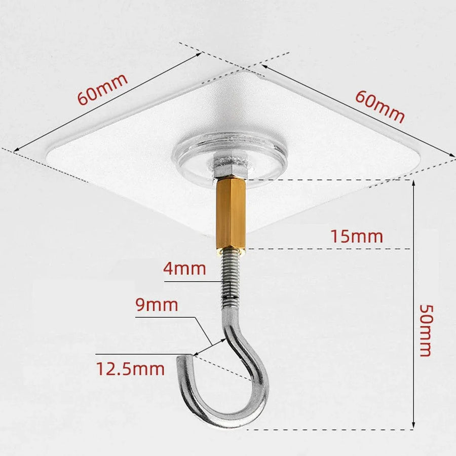 12 PCS Heavy Duty Self Adhesive Hooks Stainless Steel Ceiling Hooks for Home - Open