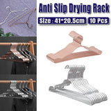10PCS Metal Clothing Hangers Anti-slip Aluminium Alloy Drying Rack Coat Hanger - Champagne Gold - Front View