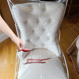 Elastic PVC Dining Chair Cushion Cover Universal Seat Protector with Backrest - Low Angle