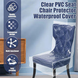 Elastic PVC Dining Chair Cushion Cover Universal Seat Protector with Backrest - Top-Down View