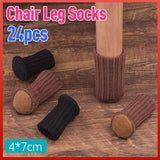24Pcs Knitted Table Chair Leg Socks Sleeve Floor Protector Furniture Feet Covers - Brown - Front View