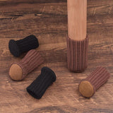 24Pcs Knitted Table Chair Leg Socks Sleeve Floor Protector Furniture Feet Covers - Brown - Rear View