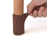 24Pcs Knitted Table Chair Leg Socks Sleeve Floor Protector Furniture Feet Covers - Brown - Close-Up Angle
