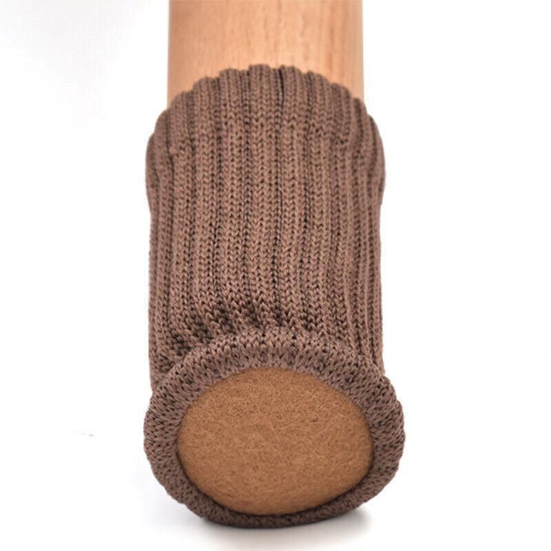 24Pcs Knitted Table Chair Leg Socks Sleeve Floor Protector Furniture Feet Covers - Brown
