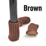 24Pcs Knitted Table Chair Leg Socks Sleeve Floor Protector Furniture Feet Covers - Brown
