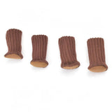 24Pcs Knitted Table Chair Leg Socks Sleeve Floor Protector Furniture Feet Covers - Brown - Close-Up Angle