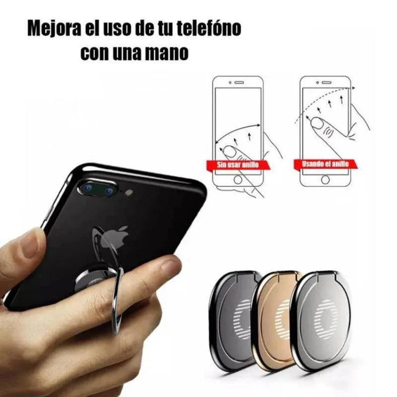 Iring Phone Ring Finger Holder Stand Mobile Grip with Mount Hook for iPhone and iPad - Black