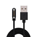 Universal Smart Watch Bracelet Charging Cable 4-Pin 2.54 Snap-on Charger Cords - Black
