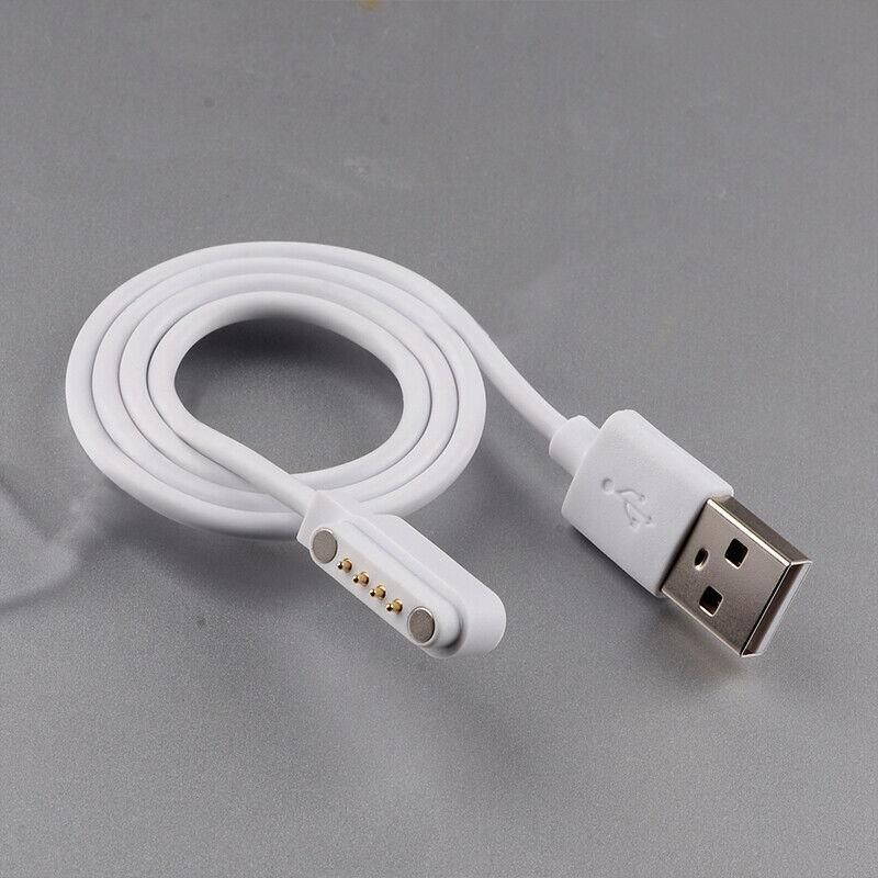 Universal Smart Watch Bracelet Charging Cable 4-Pin 2.54 Snap-on Charger Cords - Black