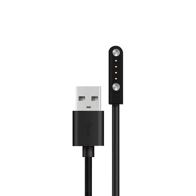 Universal Smart Watch Bracelet Charging Cable 4-Pin 2.54 Snap-on Charger Cords - Black