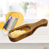 Premium Stainless Steel Cheese Grater with Acacia Wood Handle Scraper Planer - Extra Image