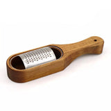 Premium Stainless Steel Cheese Grater with Acacia Wood Handle Scraper Planer - Extra Image