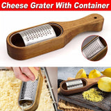 Premium Stainless Steel Cheese Grater with Acacia Wood Handle Scraper Planer - Extra Image