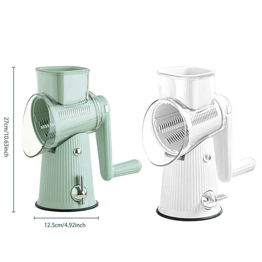Multifunctional Vegetable Cutter Drum Slicer Kitchen Hand Cranked Grater Tool - White