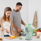 Multifunctional Vegetable Cutter Drum Slicer Kitchen Hand Cranked Grater Tool - White - 45-Degree Angle