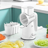 Multifunctional Vegetable Cutter Drum Slicer Kitchen Hand Cranked Grater Tool - White - Extra Image
