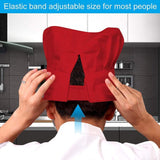 Adjustable Chef Cap with Elastic Band for Kitchen Cooking Baking Catering Use - Black+White