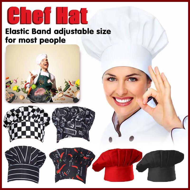 Adjustable Chef Cap with Elastic Band for Kitchen Cooking Baking Catering Use - Red