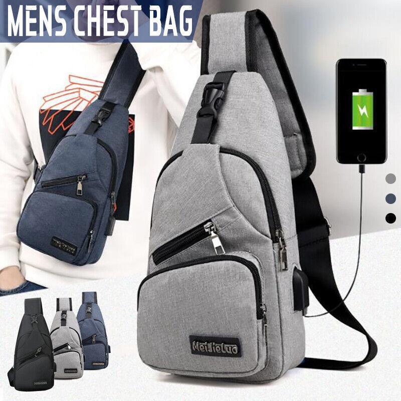 Durable Mens Chest Bag Shoulder Backpack Man Sling Cross Body Satchel Travel Bag - Blue