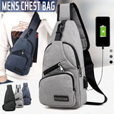 Durable Mens Chest Bag Shoulder Backpack Man Sling Cross Body Satchel Travel Bag - Blue