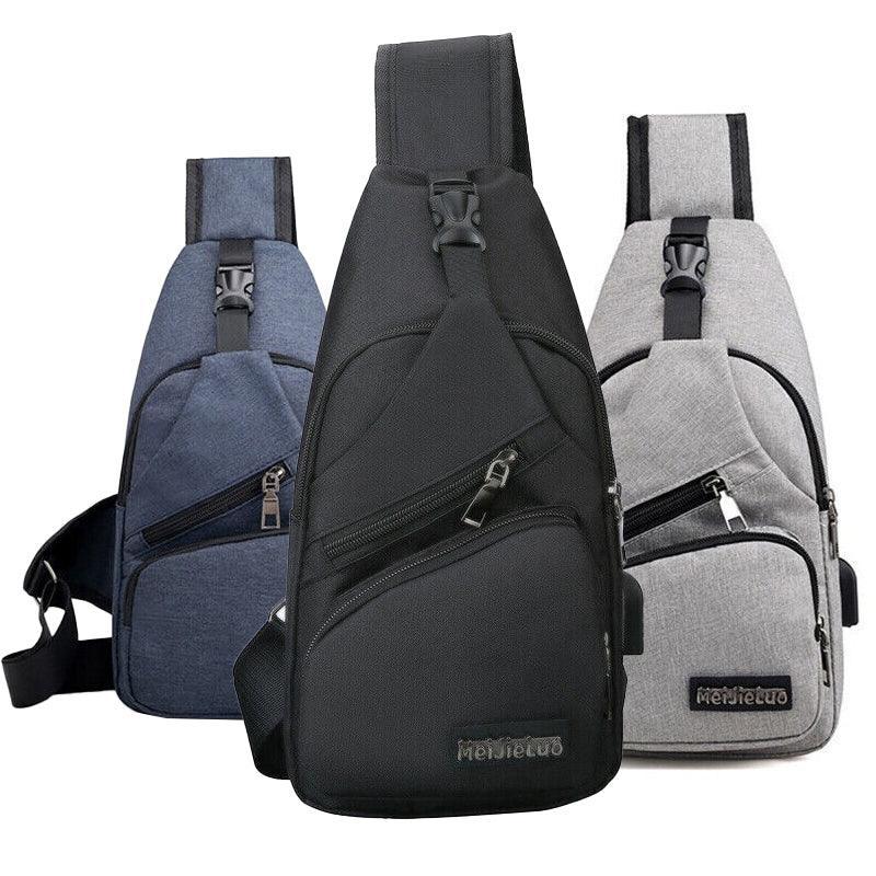 Durable Mens Chest Bag Shoulder Backpack Man Sling Cross Body Satchel Travel Bag - Blue