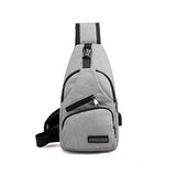 Durable Mens Chest Bag Shoulder Backpack Man Sling Cross Body Satchel Travel Bag - Grey - Close-Up Angle