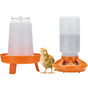 Chicken Feeder Waterer Set Poultry Kettle With Feed Bucket Farm Coop Feeding Use - Orange