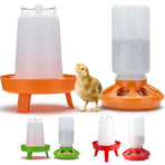 Chicken Feeder Waterer Set Poultry Kettle With Feed Bucket Farm Coop Feeding Use - Red