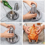 Stainless Steel Chicken Grill Outdoor BBQ Roaster Rack Portable Multi Functional - 45-Degree Angle