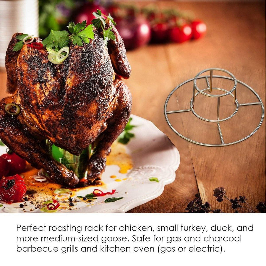 1-Piece Round Chicken Roasting Rack with Centre Can Holder
