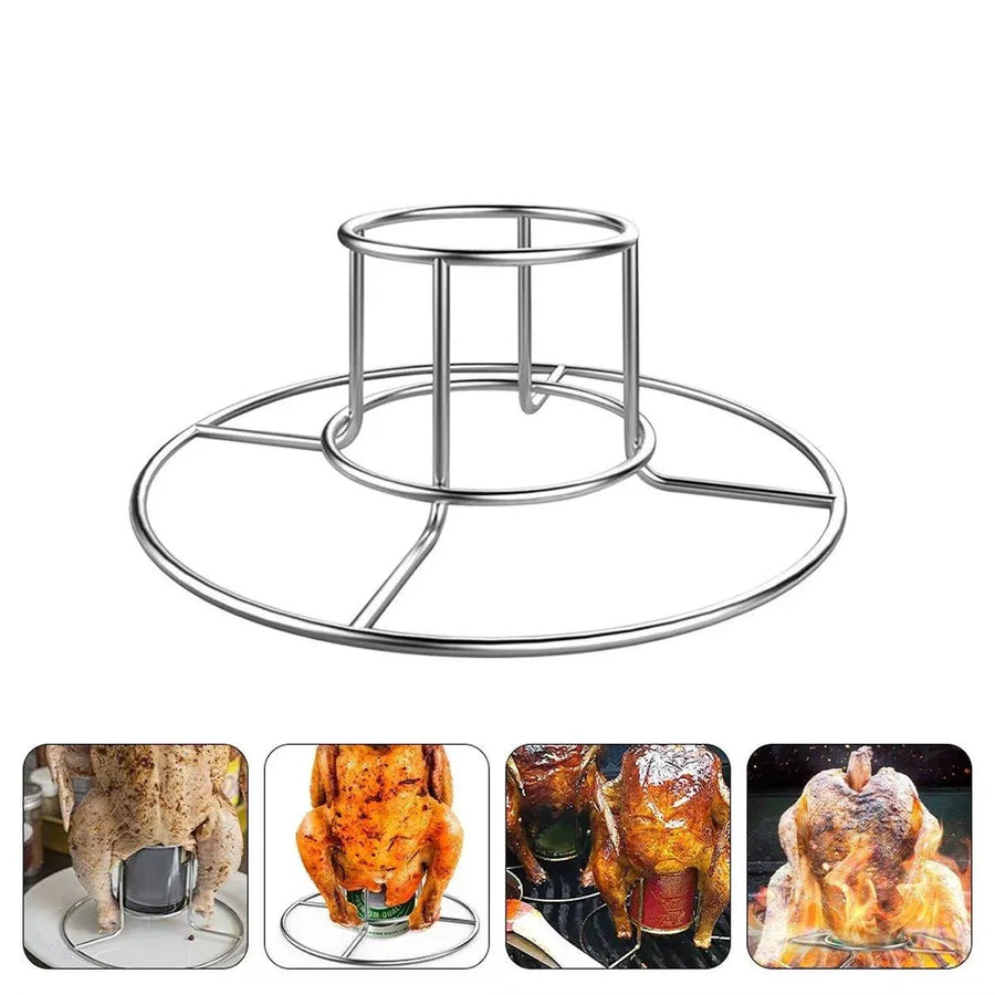 1-Piece Round Chicken Roasting Rack with Centre Can Holder