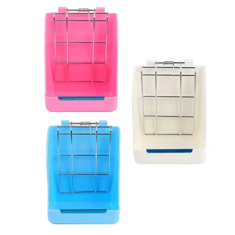 Pet Rabbit Hay Feeder Small Animal Hamster Pig Less Wast Hay Rack Corner Plastic - Beige
