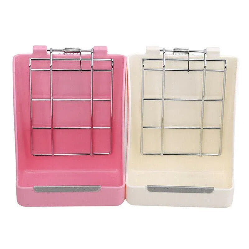 Pet Rabbit Hay Feeder Small Animal Hamster Pig Less Wast Hay Rack Corner Plastic - Beige
