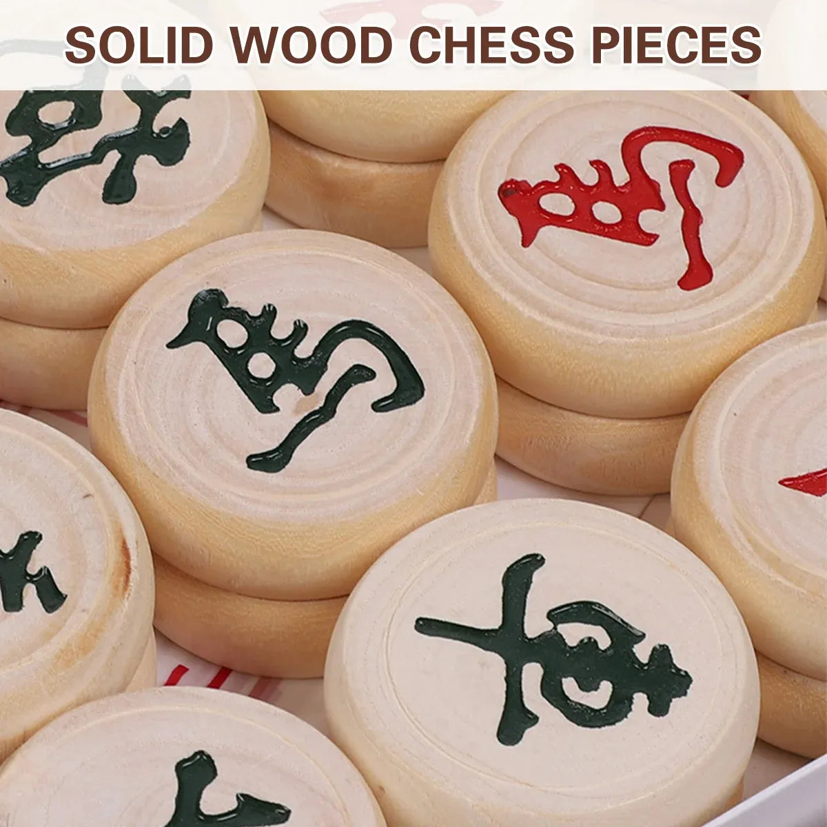 Chinese Birch Wood Chess Set with Laser-Engraved Pieces and Board