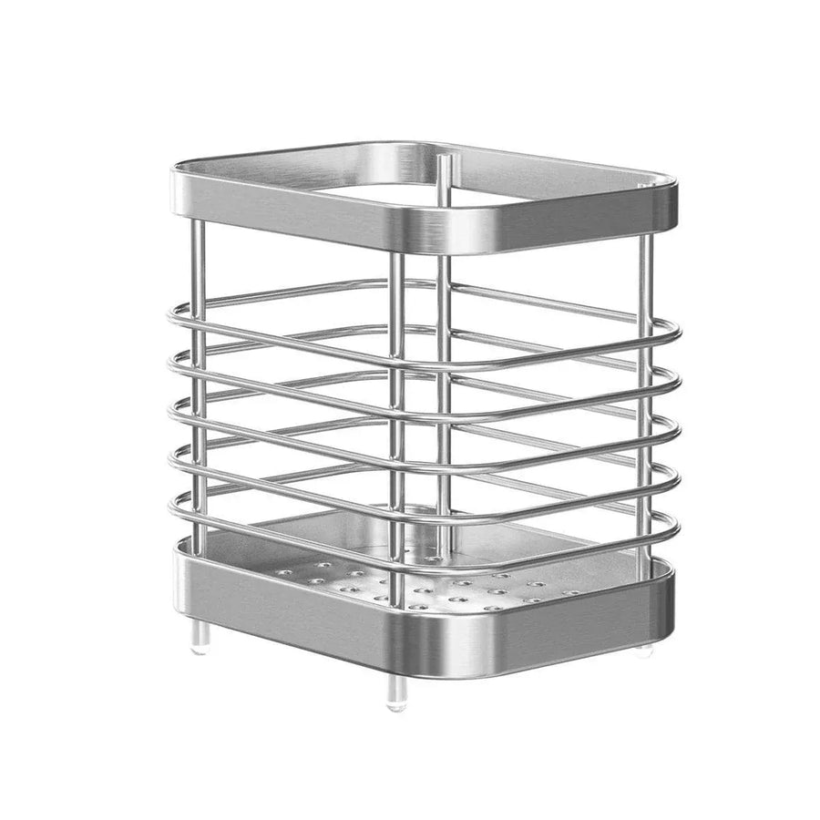 Stainless Steel Household Toothbrush Holder Draining Storage Shelf for Bathroom